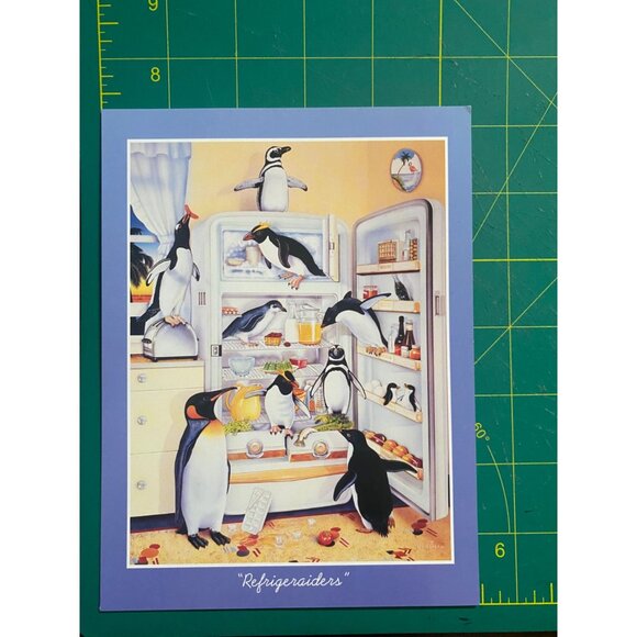 VTG "Refrigeraidors" Penguin Leanin' Tree Friendship Greeting Card & Magnet Mont - Picture 6 of 11